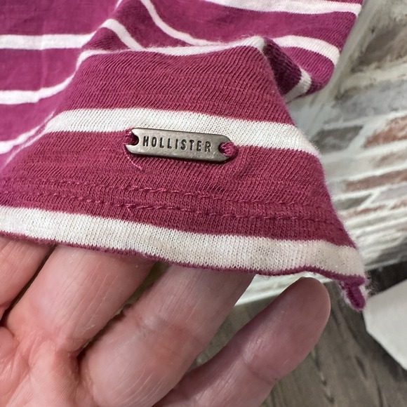 Hollister Women's Striped Purple‎ White Long Sleeve Shirt Pocket Size L - Picture 6 of 8